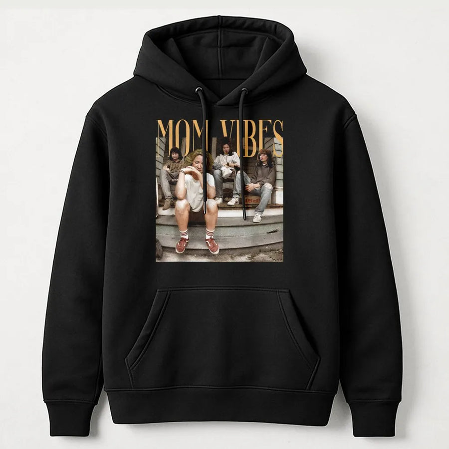 Mom Vibes Hoodie | Retro 90s Aesthetic Graphic | Premium Cotton Blend | Funny Motherhood Gift for Her