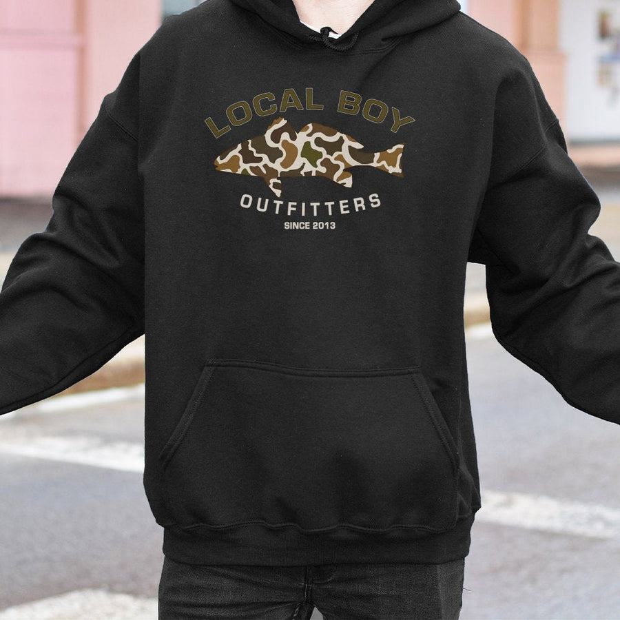 Fishing Camo Hoodie | Bass Fish Graphic Design | Soft Cotton-Poly Blend | Premium Gift for Outdoorsmen and Country Boys