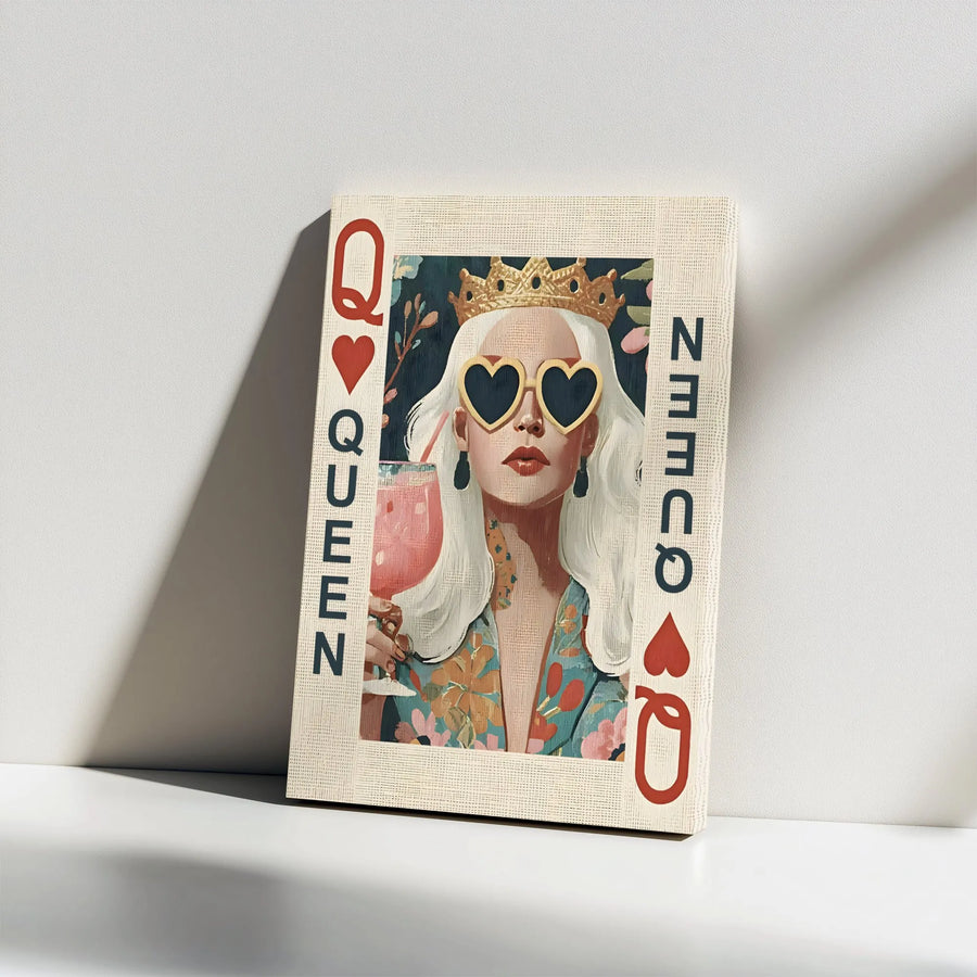 Queen Of Hearts Canvas Print | Modern Playing Card Wall Art | Premium Gallery Wrap Decor | Stylish Gift For Her & Home Office