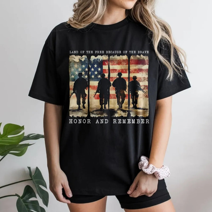 Patriotic Soldier T-Shirt | American Flag Military Silhouette | Premium Soft Cotton | Memorial Day Veteran Gift For Men And Women