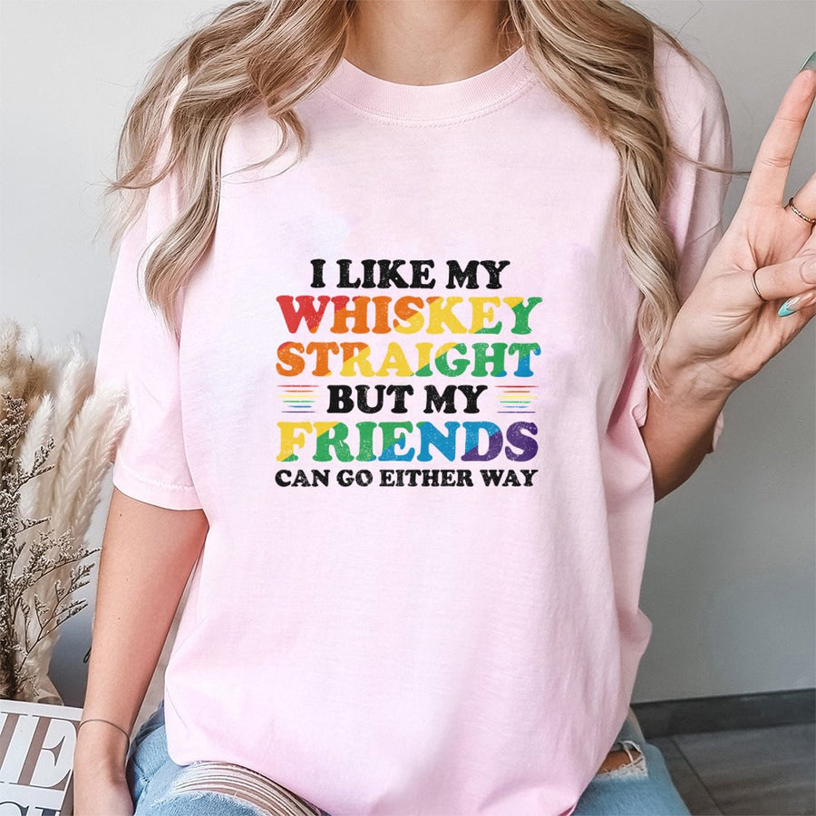 LGBTQ Pride Whiskey T-Shirt | Funny Rainbow Alcohol Slogan Design | 100% Cotton Premium Tee | Inclusive Gift For Whiskey Lovers And Friends