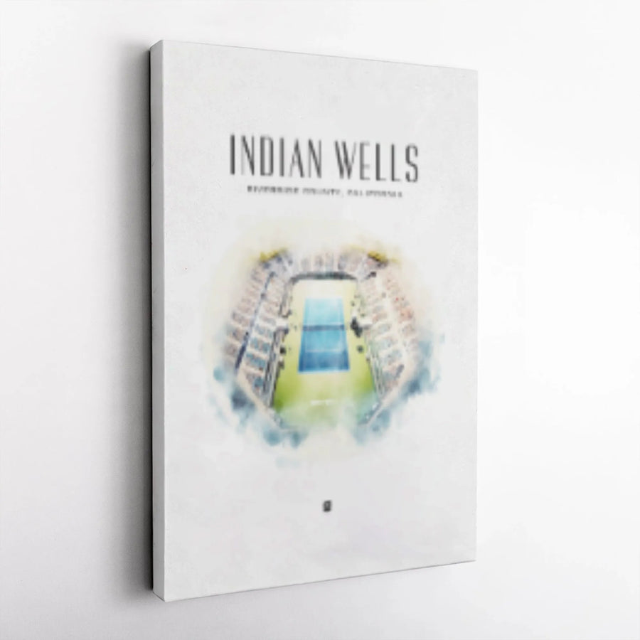 Indian Wells Tennis Stadium Canvas | Watercolor Sport Arena Print | 1.25-Inch Gallery Wrap | Premium Decor Gift for Tennis Fans