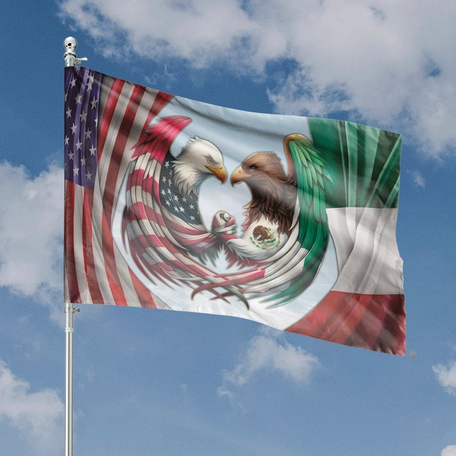USA Mexico Unity Flag | Eagle Handshake Heritage Design | Premium Weather-Resistant Polyester | Patriotic Gift for Mexican American Families