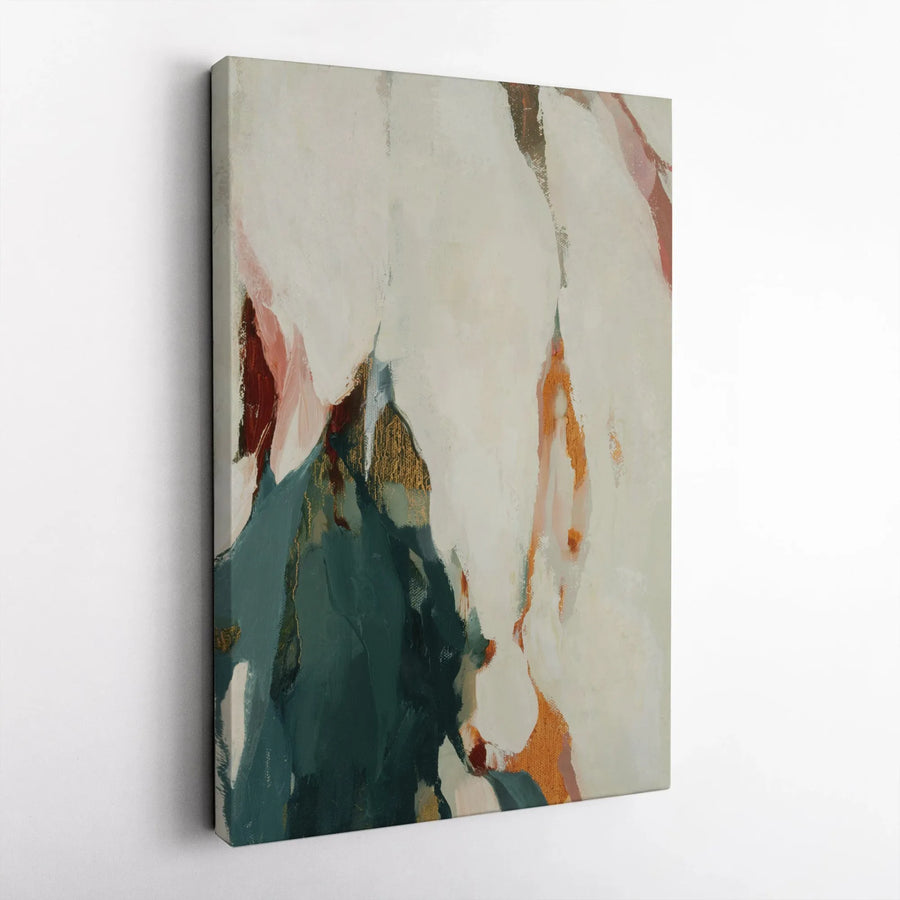 Abstract Canvas Wall Art | Teal Gold and Terracotta Minimalist Painting | Premium 1.25" Gallery Wrap Canvas | Modern Contemporary Home Decor Gift