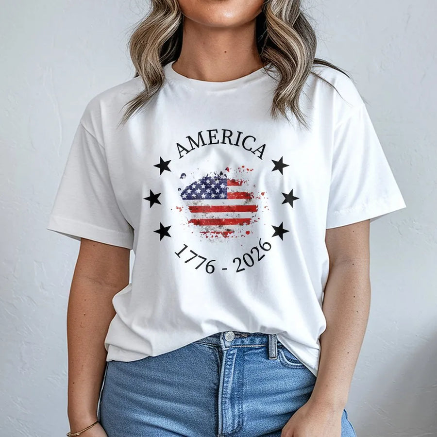 America 250th Anniversary T-Shirt | Vintage 1776-2026 USA Flag | Soft Cotton Blend | Collector's Patriotic 4th of July Gift