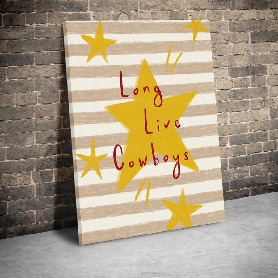 Long Live Cowboys Canvas Wall Art | Western Star Typography Print | Premium 1.25" Gallery Wrap | Modern Farmhouse Decor For Home Office