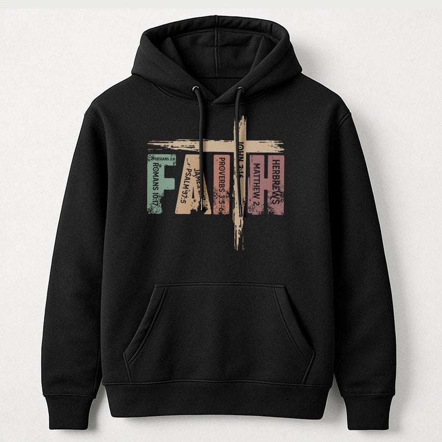 Faith Hoodie | Bible Verse Typography Graphic | Premium Cotton-Blend Pullover | Inspirational Christian Gift for Men and Women