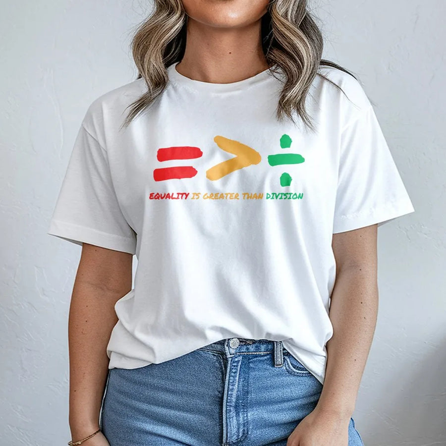 Equality T-Shirt | Equality Greater Than Division Math Symbols | Soft Cotton Blend | Black History Month Gift for Teacher