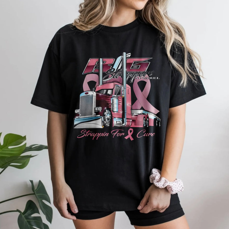 Breast Cancer Awareness T-Shirt | Pink Ribbon Semi Truck Graphic | Premium Cotton Unisex Tee | Gift for Trucker Women Men