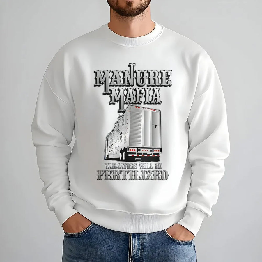 Manure Mafia Sweatshirt | Livestock Trailer Graphic Print | Premium Cotton Blend | Funny Trucker Gift for Cattle Haulers & Farmers