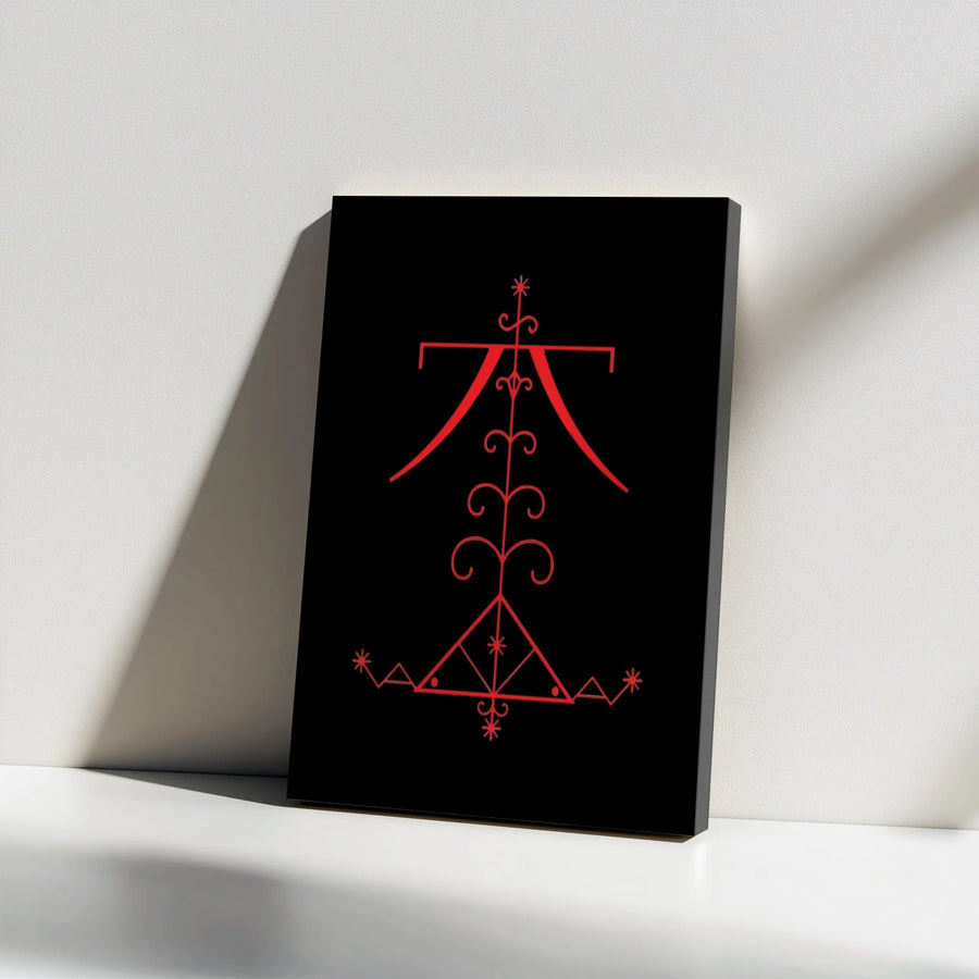 Ayizan Veve Canvas Art | Haitian Vodou Loa Sacred Symbol | Premium Gallery Wrap Wall Decor | Spiritual Home Office Altar Gift