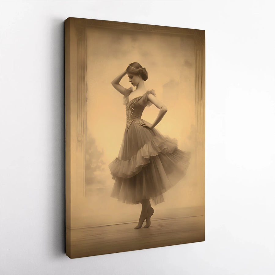 Vintage Ballerina Wall Art | Sepia Tone Dancer Portrait | 1.25 Inch Premium Gallery Canvas | Elegant Home Decor Gift