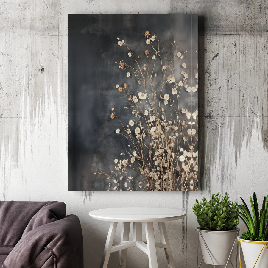 Moody Botanical Canvas Art | Delicate Dried Wildflower Print | Premium Matte Canvas | Minimalist Home Decor Gift