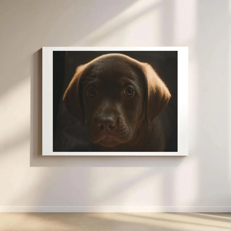Chocolate Labrador Puppy Canvas Art | Realistic Pet Portrait | Premium 1.25" Gallery Wrap | Dog Lover Home Decor Gift