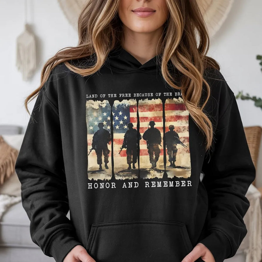 Patriotic Veteran Hoodie | American Flag Soldier Design | Premium Cotton Blend | Gift for Military Families & Memorial Day Remembrance