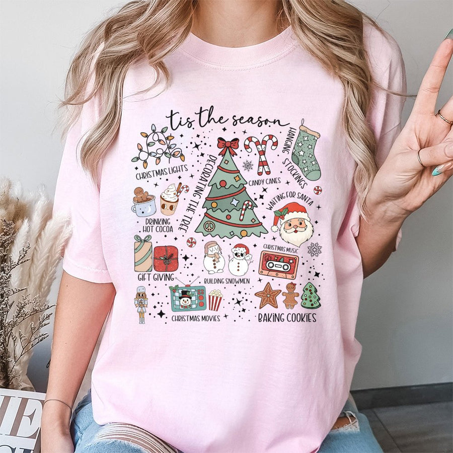 Tis The Season Christmas T-Shirt | Retro Y2K Holiday Graphic Tee | Premium 100% Cotton | Cute Xmas Gift For Women And Families