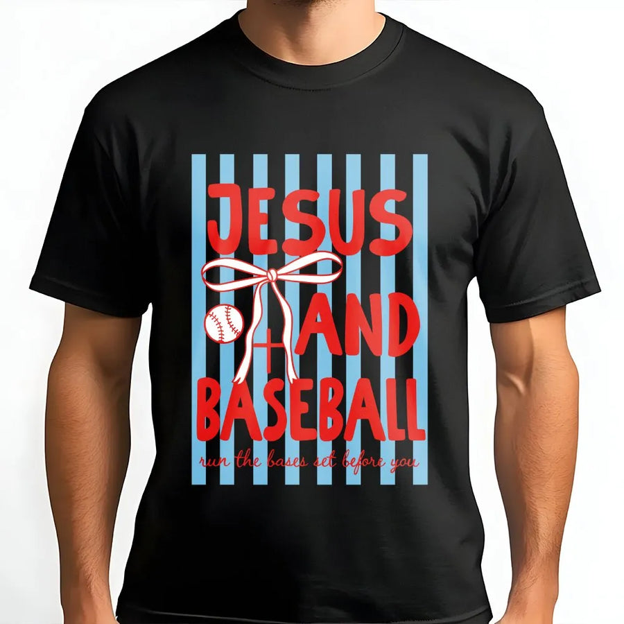 Jesus and Baseball T-Shirt | Run The Bases Faith Graphic Tee | Premium Cotton | Gift for Christian Athlete