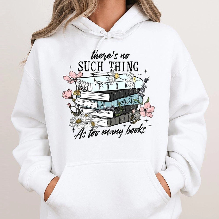 Book Lover Hoodie | Floral Stack Of Books Graphic Design | Premium Cotton Blend | Gift For Librarians And Bibliophile Readers