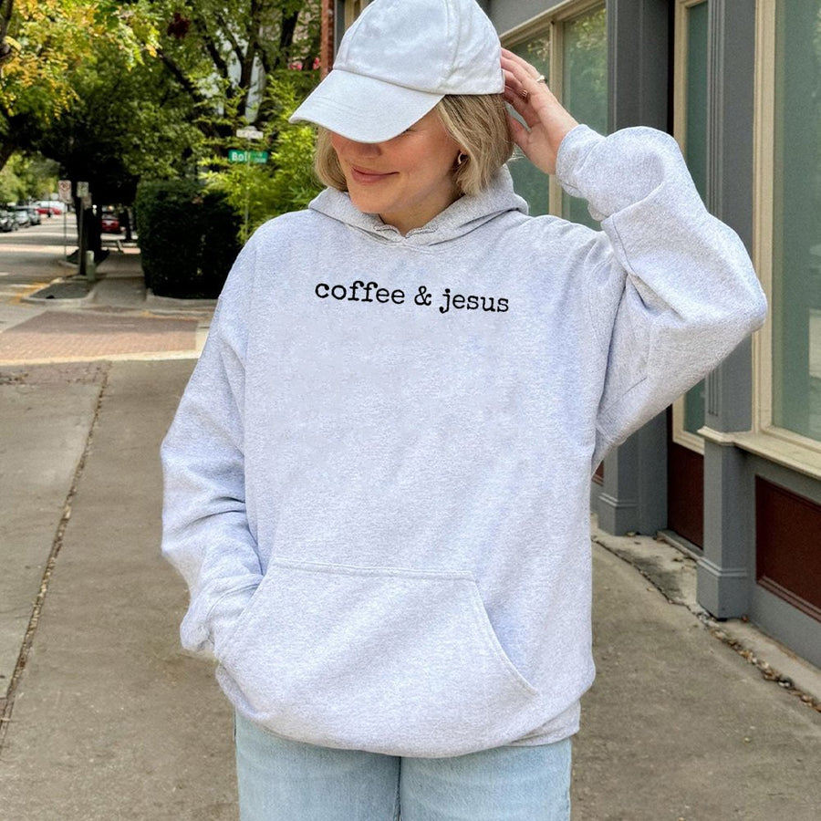Coffee & Jesus Hoodie | Faith-Inspired Christian Graphic Sweatshirt | Premium Cotton-Blend Pullover | Religious Gift for Women & Men