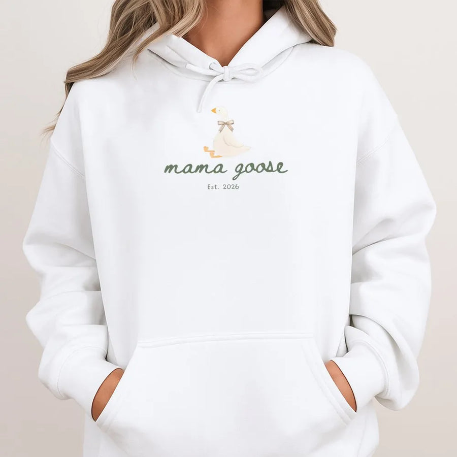 Mama Goose Hoodie Est 2026 | Matching Dada Goose Pullover | Cozy Cotton Blend | Unique Baby Announcement Gift for New Parents