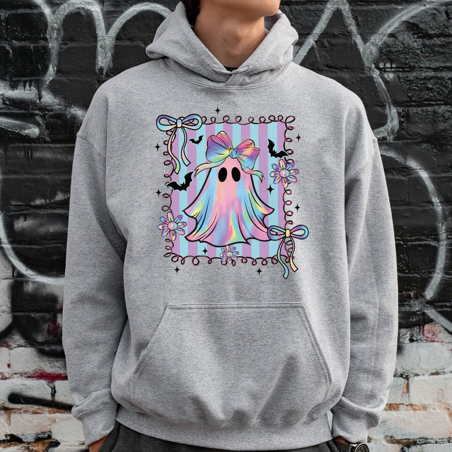 Cute Ghost Hoodie | Coquette Bow Halloween Aesthetic | Premium Cotton Blend | Girly Spooky Season Gift For Her