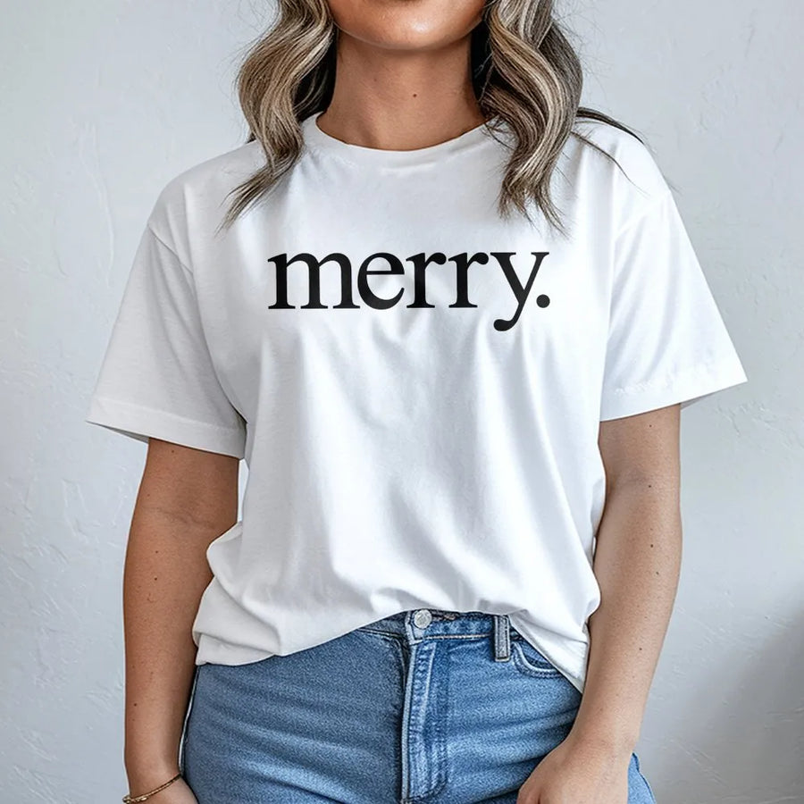 Merry Christmas T-Shirt | Minimalist Holiday Typography Design | Soft Premium Cotton | Festive Apparel Gift For Men And Women
