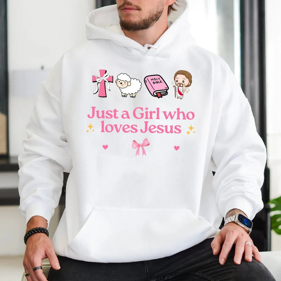 Just A Girl Who Loves Jesus Shirt | Cute Christian Graphic Tee | Soft Cotton Religious Apparel | Faith Based Gift for Christian Women and Girls
