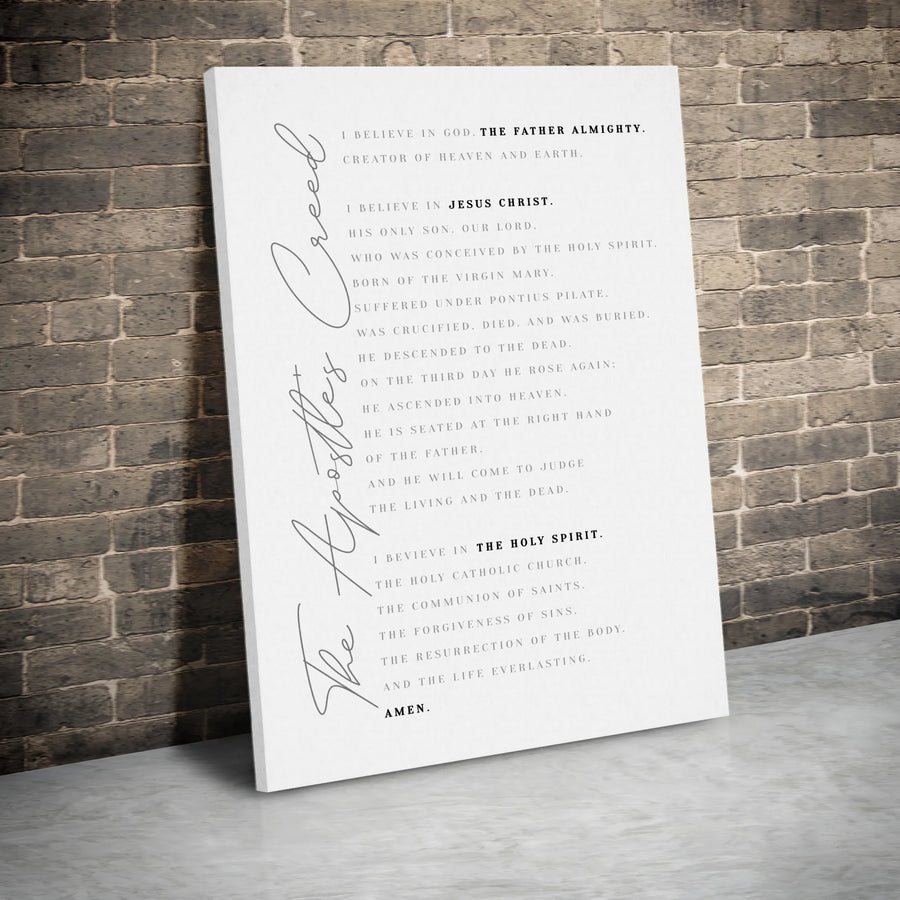 Apostles Creed Canvas Wall Art | Minimalist Christian Prayer Decor | Premium Fade-Resistant Print | Religious Home & Church Gift