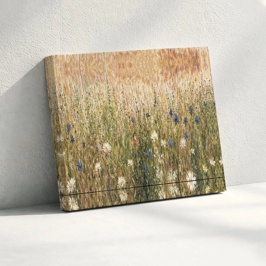 Wildflower Meadow Canvas Print | Rustic Floral Landscape Wall Art | Premium Fade-Resistant Gallery Wrap | Farmhouse Home Office Decor Gift