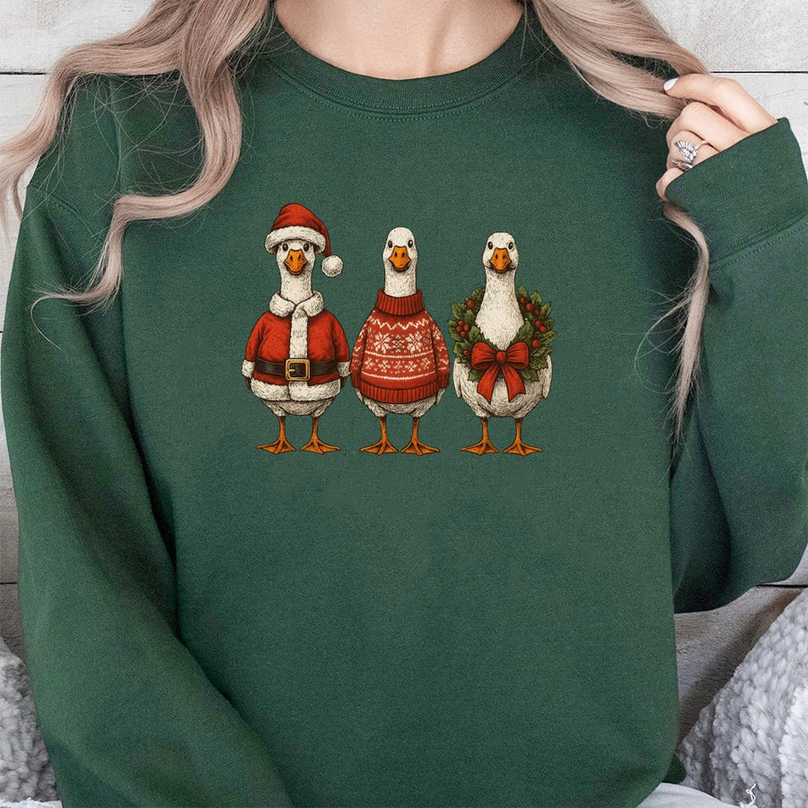 Christmas Goose Sweatshirt | Festive Holiday Farm Animal Graphic | Cotton Blend Cozy Crewneck | Funny Winter Gift for Animal Lovers