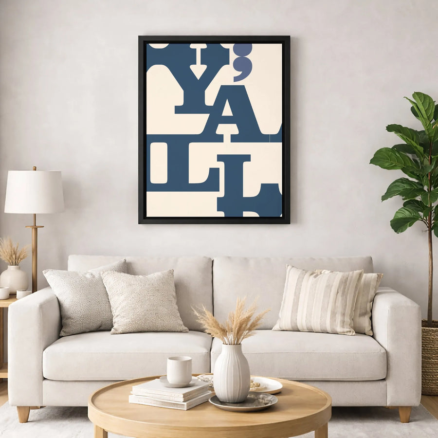 Y;All Typography Canvas Print | Modern Southern Quote Wall Art | Premium 1.25-Inch Gallery Wrap | Minimalist Decor For Living Room Or Office