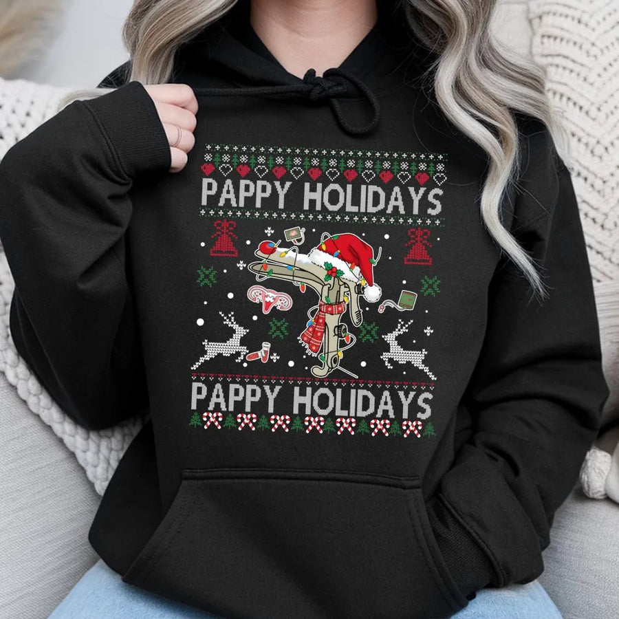 Pappy Holidays OBGYN Hoodie | Funny Speculum Christmas Design | Premium Cotton Blend Pullover | Nurse & Medical Staff Gift Idea