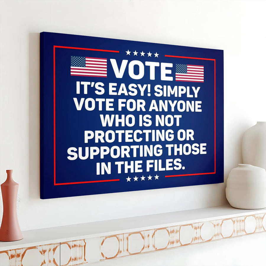 Patriotic Vote Canvas Wall Art | American Flag Political Statement | Premium 1.25" Thick Profile | Election Home Office Decor Gift for Voters