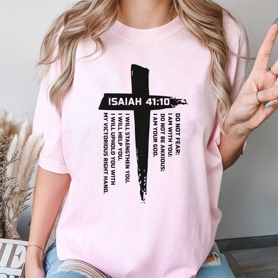 Isaiah 41:10 Bible Verse T-Shirt | Christian Cross Inspirational Faith Graphic | Premium 100% Cotton | Religious Gift for Men and Women