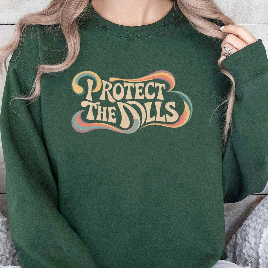 Protect The Dolls Sweatshirt | Retro Wave Typography Graphic | Premium Cotton Blend | Empowerment Gift For Women