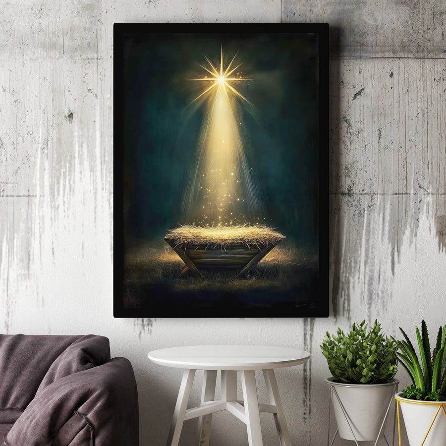Nativity Manger Canvas Print | Star of Bethlehem Christmas Wall Art | Gallery-Quality 1.25" Profile | Religious Holiday Gift for Home Decor