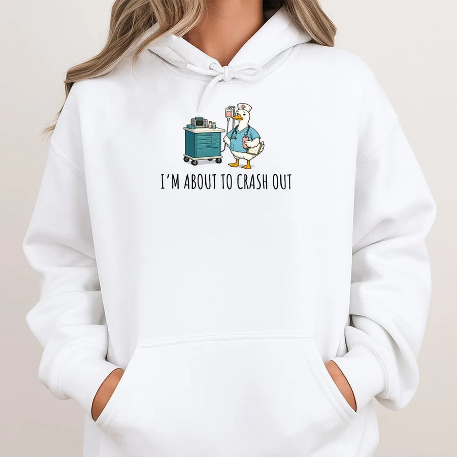 Silly Goose Nurse Hoodie | Funny 'Crash Out' Cartoon Goose Design | Premium Cotton Tee | Gift for Night Shift Nurse & CNA