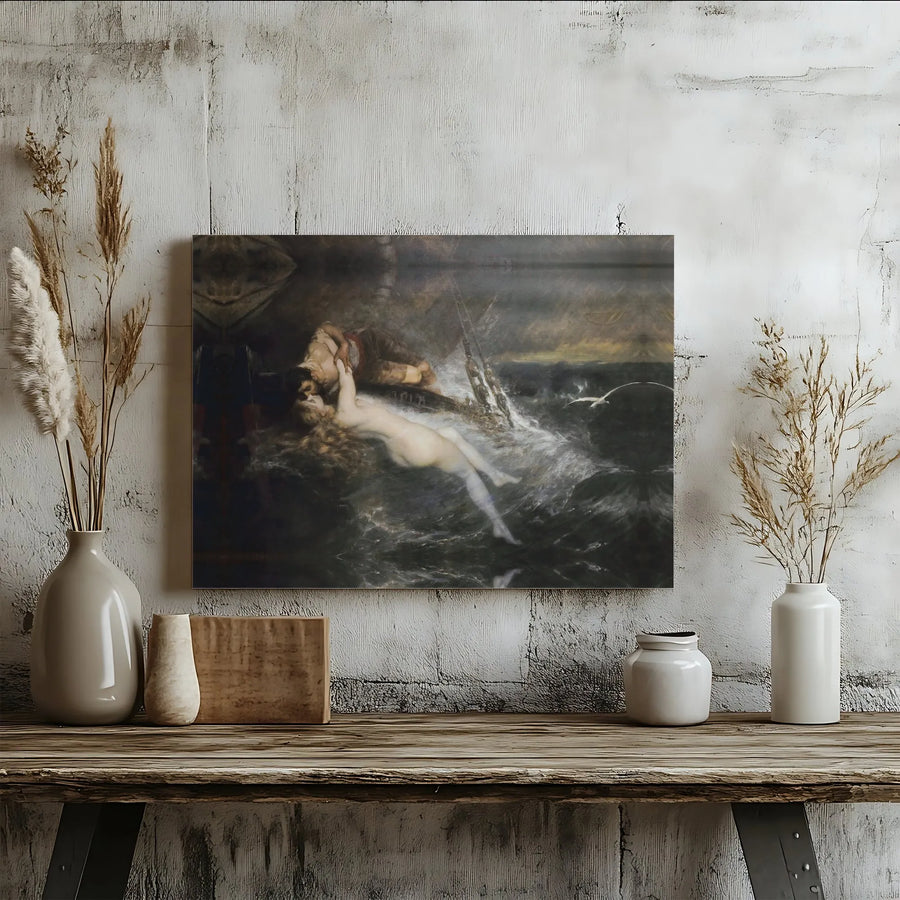 The Fisherman and the Syren Canvas Print | Frederic Leighton Fine Art Reproduction | Gallery-Wrapped Premium Wall Decor | Romantic Victorian Era Gift