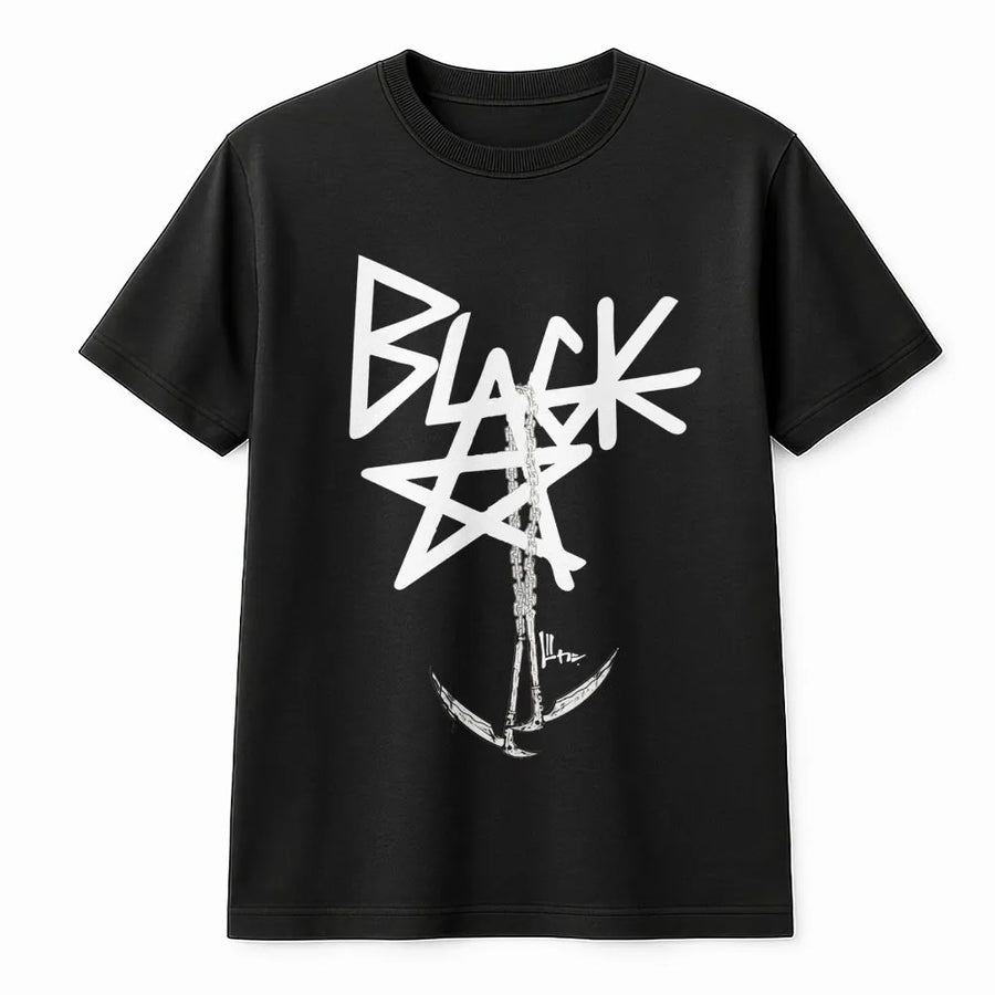 Black Star Anchor Graphic T-Shirt | Edgy Nautical Streetwear Design | Premium Soft Cotton Tee | Alternative Style Gift for Men and Women