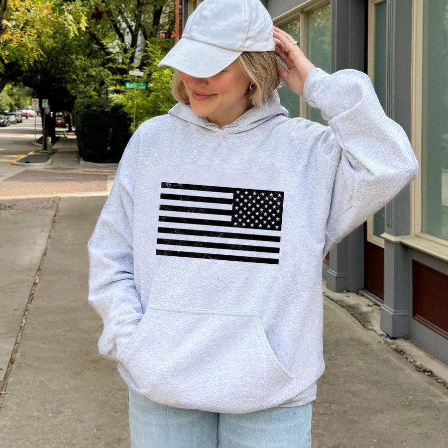 Distressed American Flag Hoodie | Vintage Gold USA Graphic | Premium Cotton Blend | Patriotic Gift for Men and Women