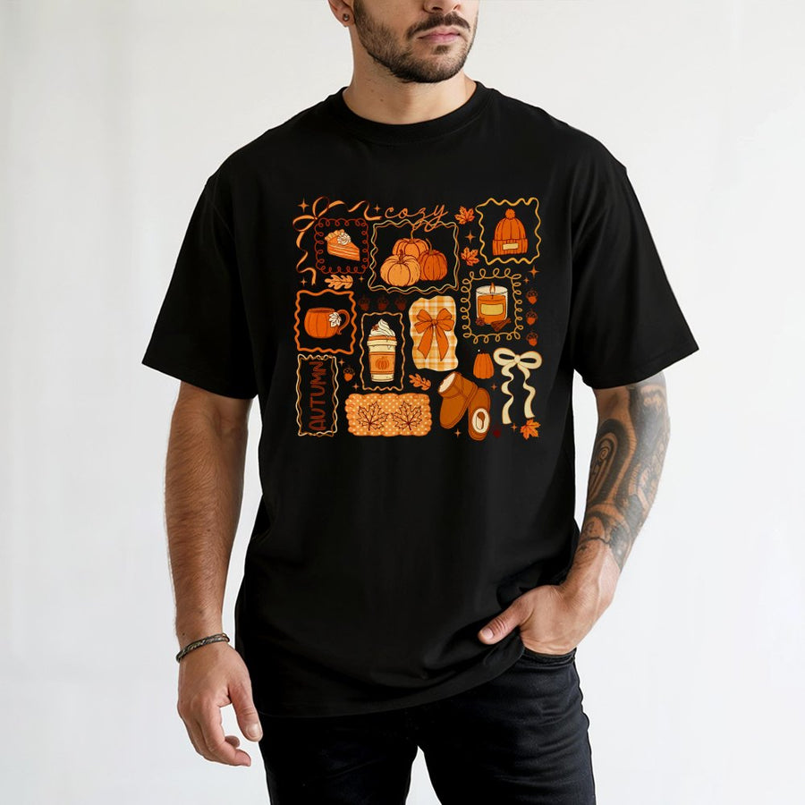 Cozy Fall T-Shirt | Pumpkin Spice Aesthetic Graphic | 100% Soft Cotton Tee | Cute Autumn Seasonal Gift for Women