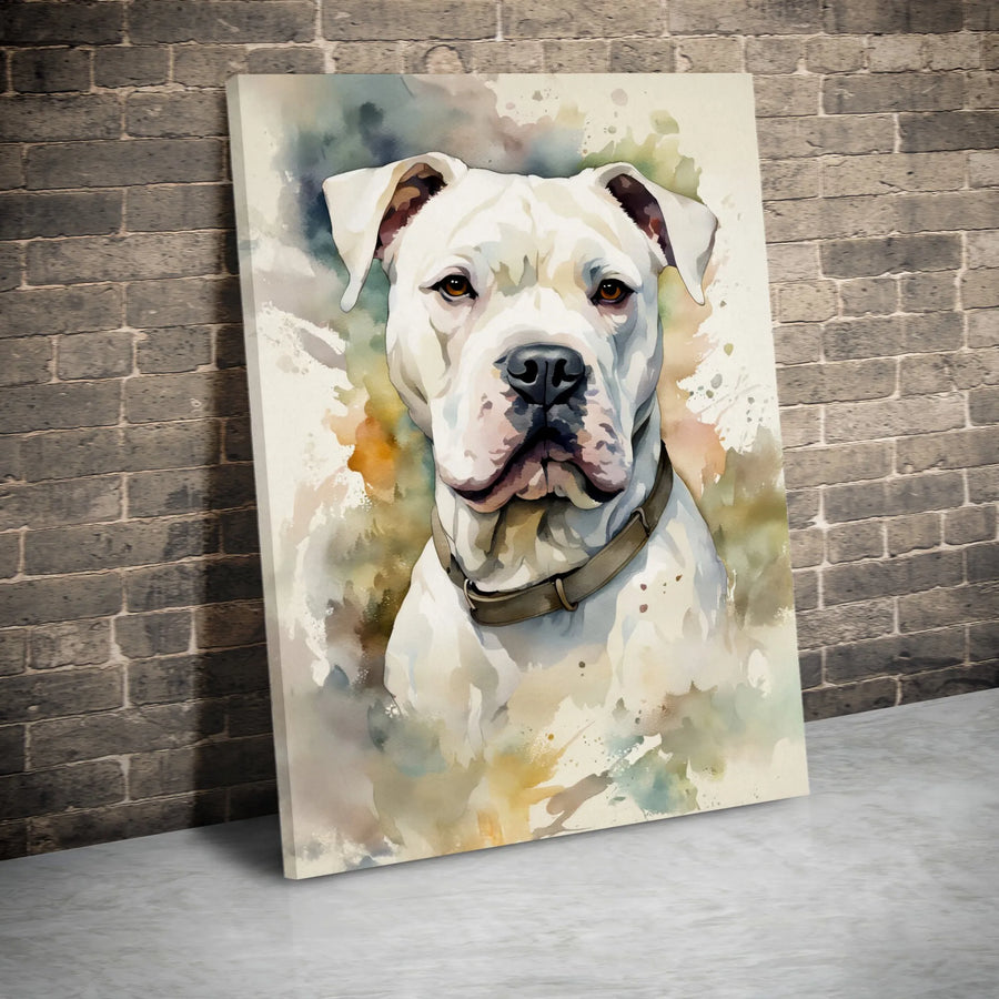 Dogo Argentino Canvas Print | Watercolor Dog Portrait | Premium Gallery Wrapped Art | Gift for Dog Lover & Breed Owner