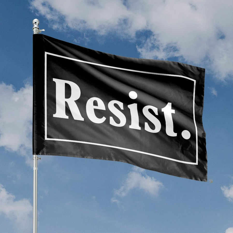 Resist House Flag | Minimalist Black and White Protest Slogan | Premium Weather-Resistant Polyester | Indoor Outdoor Decor Gift