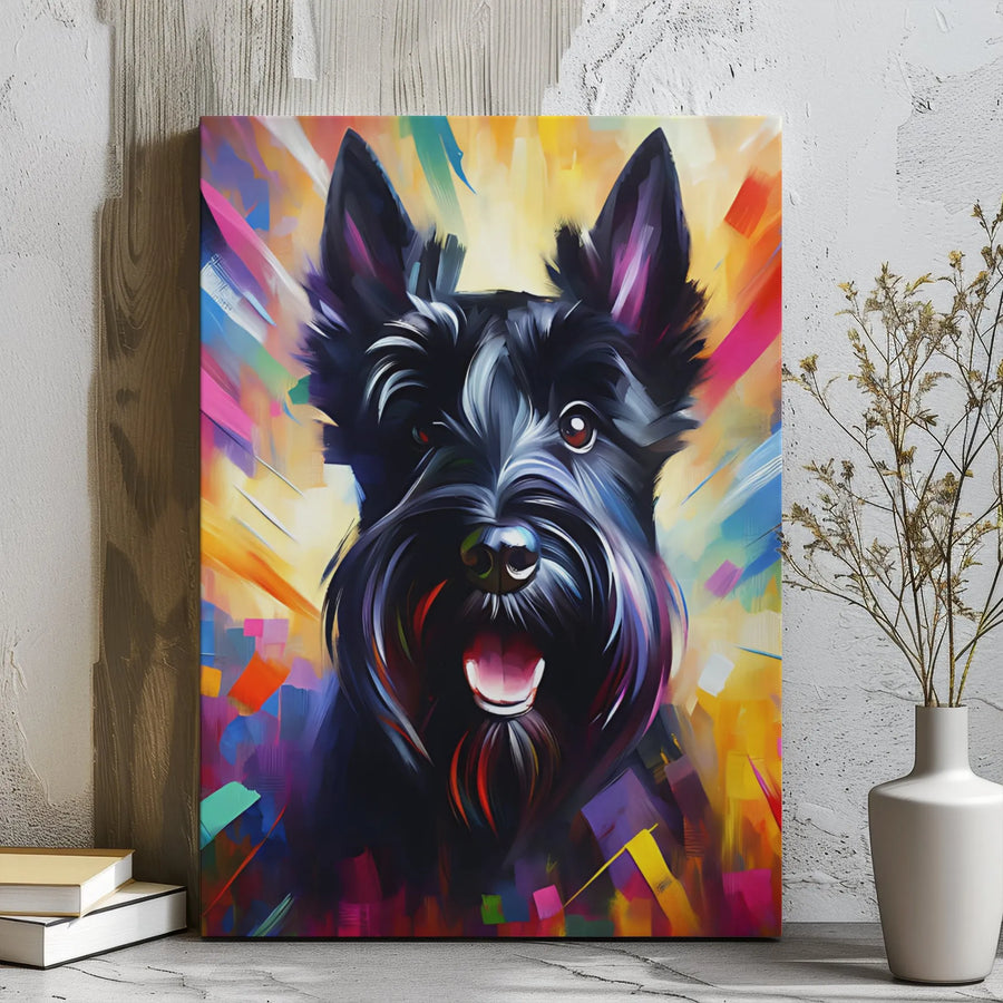 Scottish Terrier Canvas Wall Art | Colorful Abstract Dog Portrait | Premium 1.25" Gallery Wrap | Unique Gift for Dog Lovers & Pet Owners