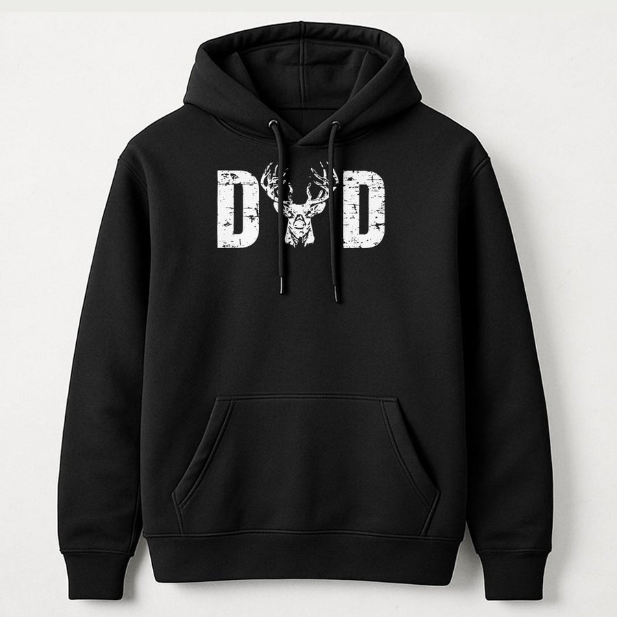 Hunting Dad Hoodie | Distressed Deer Antler Graphic | Premium Cotton Blend | Perfect Father's Day 2026 Gift for Hunter Outdoorsman