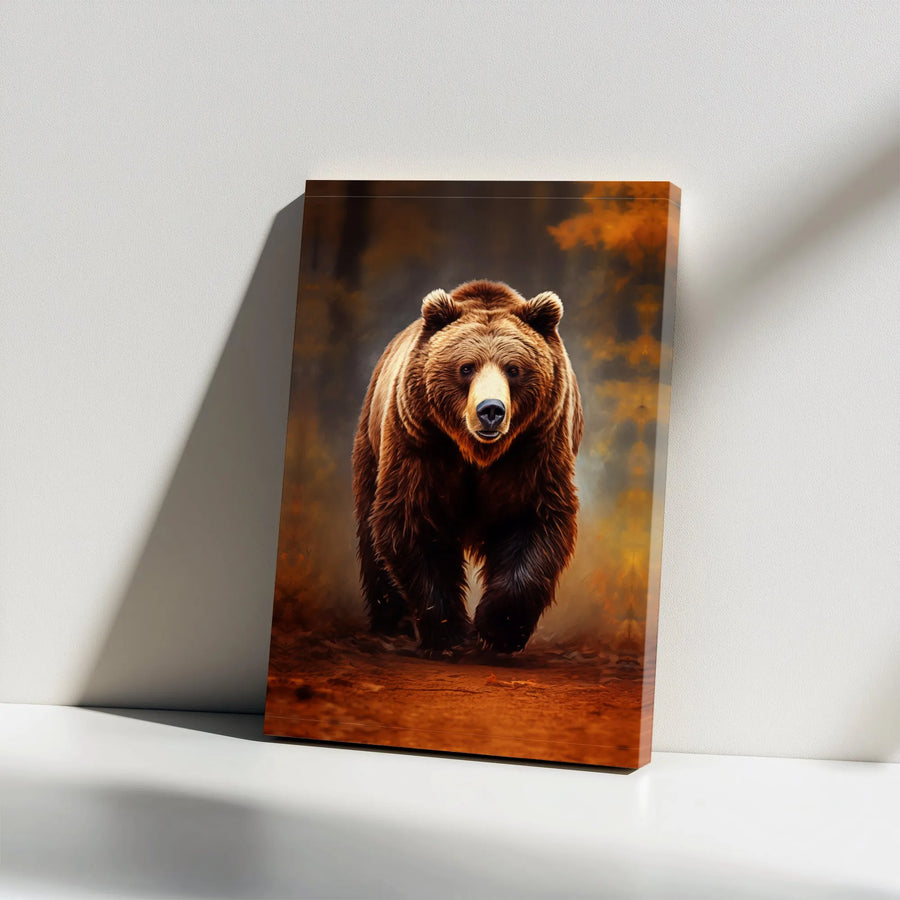 Grizzly Bear Canvas Wall Art | Dramatic Wildlife Painting | Premium Thick Gallery Canvas | Rustic Cabin & Lodge Decor Gift
