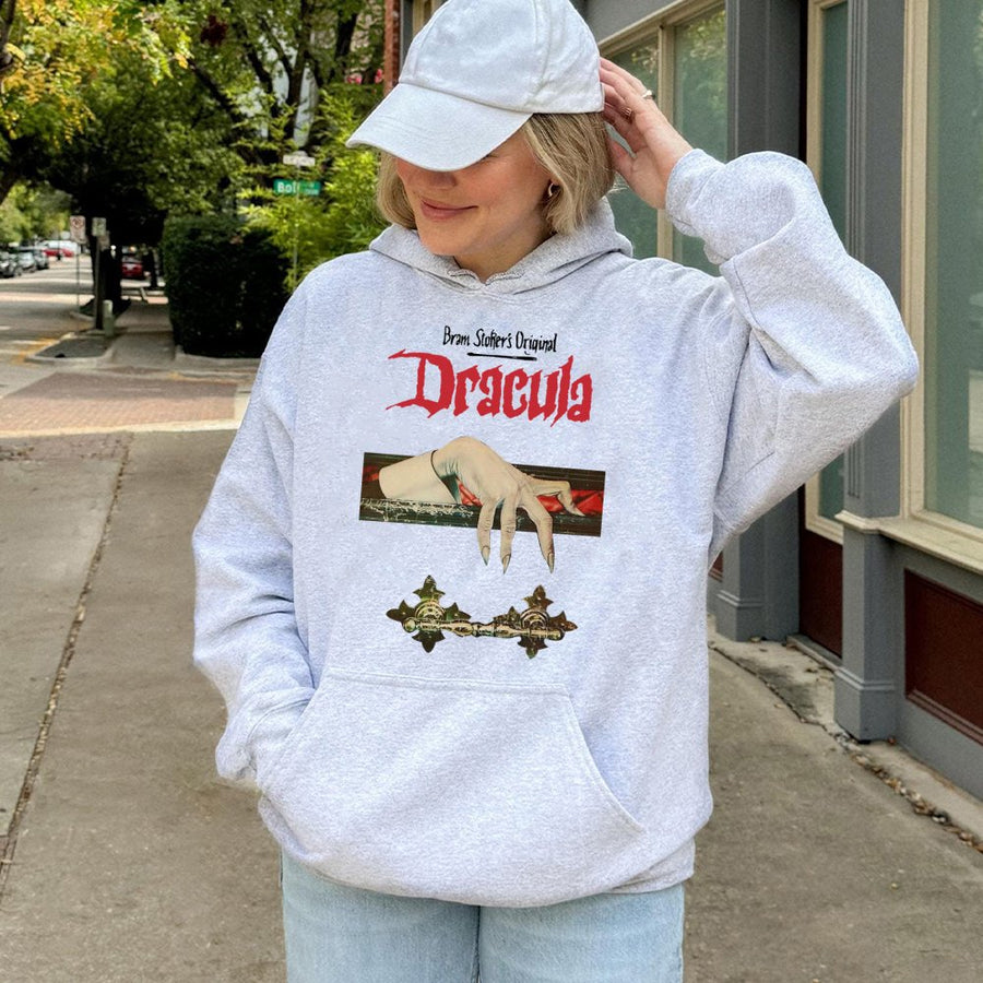 Dracula Graphic Hoodie | Classic Horror Novel Gothic Design | Premium Cotton-Blend Pullover | Scary Halloween Gift for Horror Fans