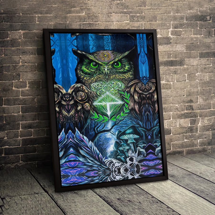 Mystic Owl Wall Art | Psychedelic Forest Creature Print | Premium 1.25-Inch Gallery Canvas | Gothic Home Decor Gift