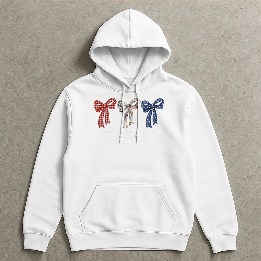 Patriotic Coquette Bow Hoodie | America 250 Years Graphic | Soft Cotton Blend | 4th of July Gift for Women