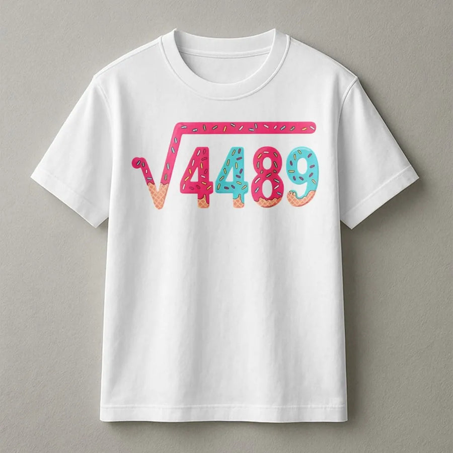 Square Root of 4489 Math T-Shirt | Funny Ice Cream Number Pun | Premium Cotton Graphic Tee | Gift for Math Teachers, Students, & Nerds